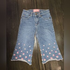 GAP Blue Flare Jeans with Pink Floral Details
